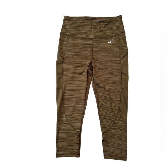 BCG Heather Olive Green Workout Yoga Crop Leggings Medium 6 0455 - Picture 1 of 8